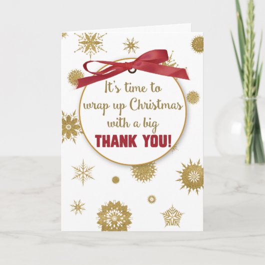 Vielen Dank für Weihnachtsgeschenke, Goldene Schne Dankeskarte (Vorderseite)