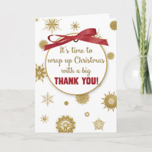 Vielen Dank für Weihnachtsgeschenke, Goldene Schne Dankeskarte