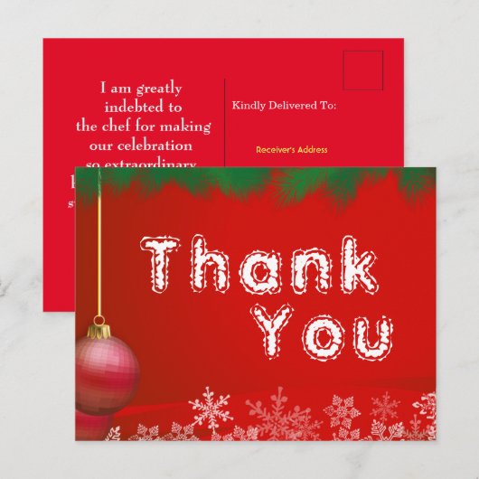 Vielen Dank für Weihnachtsnachtsnachtsgeschenke Postkarte (Vorne/Hinten)