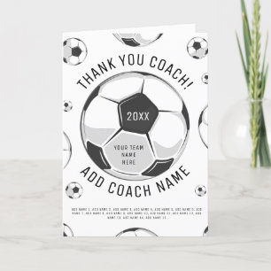 Vielen Dank Fußball Coach Black & White Player Nam Dankeskarte