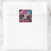Vielen Dank, Galaxy Garden Coffee Quadratischer Aufkleber (Tasche)