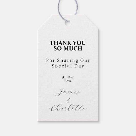 Vielen Dank, Gastgeschenk Hochzeit aus schwarzem u Geschenkanhänger (Vorderseite)