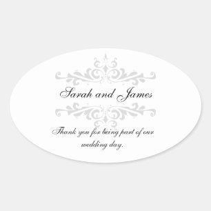 Vielen Dank, Gastgeschenk Hochzeit Sticker Grau Wh