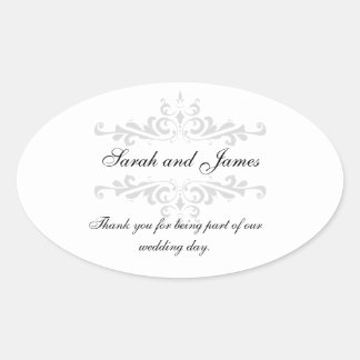 Vielen Dank, Gastgeschenk Hochzeit Sticker Grau Wh