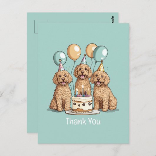 Vielen Dank, Geburtstag Goldendoodle Hunde Postkarte (Vorne/Hinten)