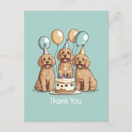 Vielen Dank, Geburtstag Goldendoodle Hunde Postkarte (Vorderseite)