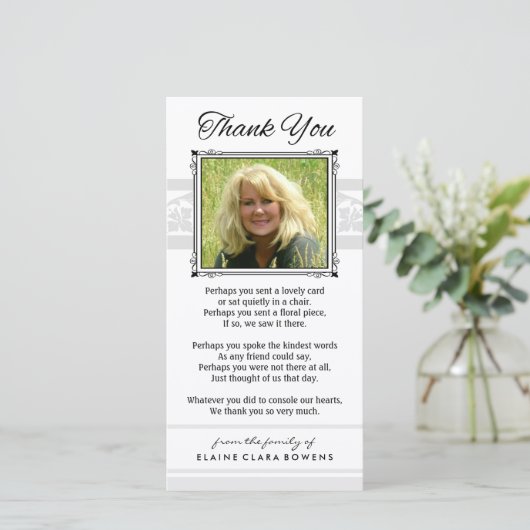 Vielen Dank Gedenkkarte Weiß & Grau Dankeskarte (Stehend Vorderseite)