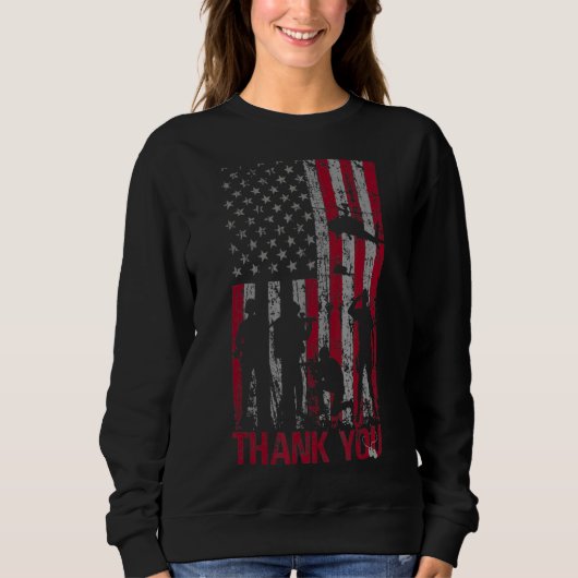 Vielen Dank Gedenktag Veteran Militärflagge Ameri Sweatshirt (Vorderseite)