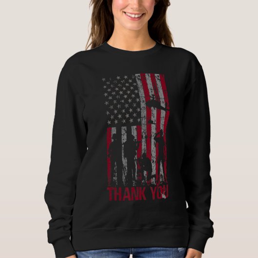 Vielen Dank Gedenktag Veteran Militärflagge Ameri Sweatshirt (Vorderseite)