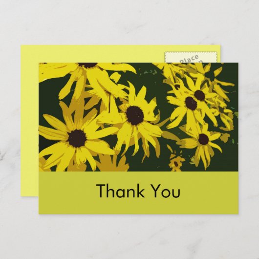 Vielen Dank, gelbe dunkle Blume Postkarte (Vorne/Hinten)
