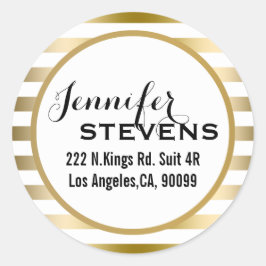 Vielen Dank - Geometrisches Muster aus Gold Streif Runder Aufkleber