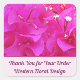 Vielen Dank Geschäftsbestellung Schöne rosa Blume Quadratischer Aufkleber