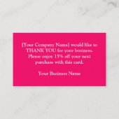 Vielen Dank Geschäftskarten Vorlage Hot Pink Fuchs Visitenkarte (Rückseite)