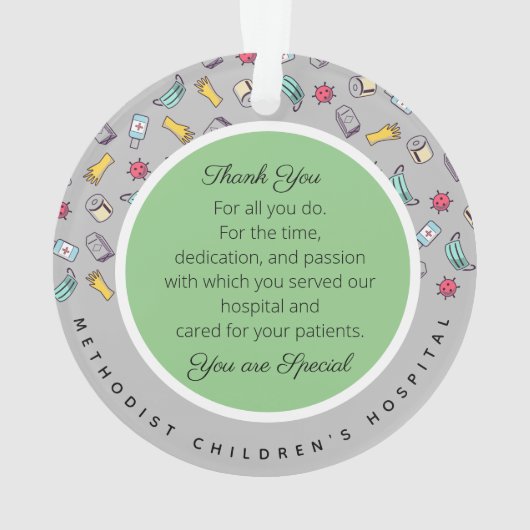 "Vielen Dank Geschenke Krankenhauspersonal, Kranke Ornament (Rückseite)