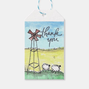 Vielen Dank Geschenke Tags, Sheep Windmill Art Pri Geschenkanhänger