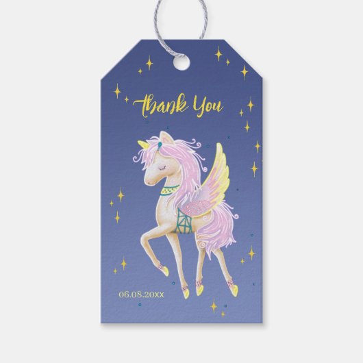 Vielen Dank Geschenkmarke mit niedlichem Einhorn Geschenkanhänger (Vorderseite)