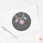 Vielen Dank Glam Jewelry Girls Birthday Party Runder Aufkleber (Umschlag)
