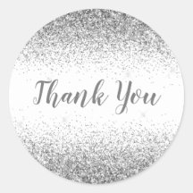 Vielen Dank Glam Silver Glitzer Elegant Girly Scri