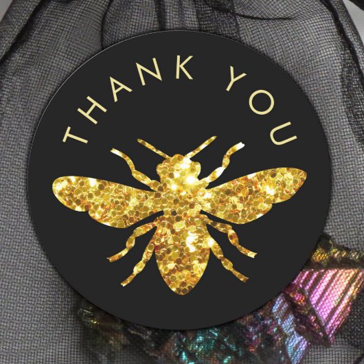 Vielen Dank, Glitzer Biene Logo Runder Aufkleber