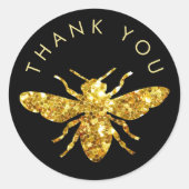 Vielen Dank, Glitzer Biene Logo Runder Aufkleber (Vorderseite)