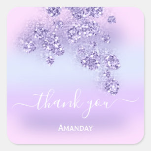 Vielen Dank Glitzer Bridal Sweet 16. Pink Violet S Quadratischer Aufkleber