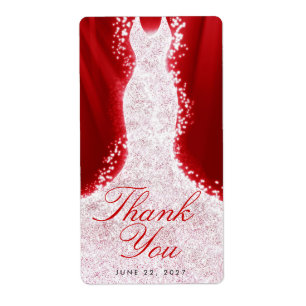 Vielen Dank Glitzer Kleid auf Red Custom Wine Labe
