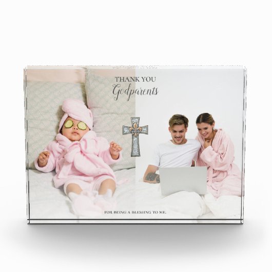 Vielen Dank Godeltern Geschenk Cross Double Fotoblock (Vorderseite)