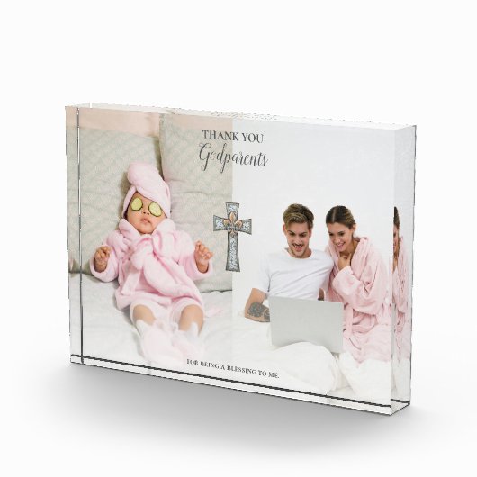 Vielen Dank Godeltern Geschenk Cross Double Fotoblock (Rechts)