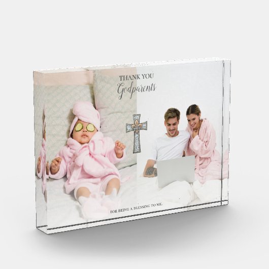 Vielen Dank Godeltern Geschenk Cross Double Fotoblock (Links)