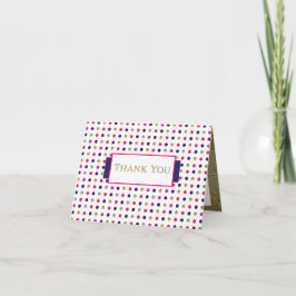 Vielen Dank - Gold, Blau, Rosa und Weiß Punkte Dankeskarte
