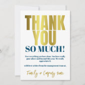 Vielen Dank Gold Blue Dankeschön Dankeskarte (Vorderseite)