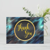 Vielen Dank Gold Blue Glitzer Wedglühen Dankeskarte (Stehend Vorderseite)