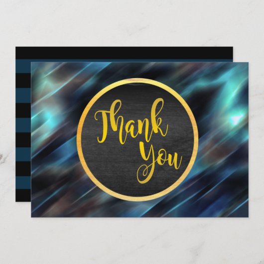 Vielen Dank Gold Blue Glitzer Wedglühen Dankeskarte (Vorne/Hinten)