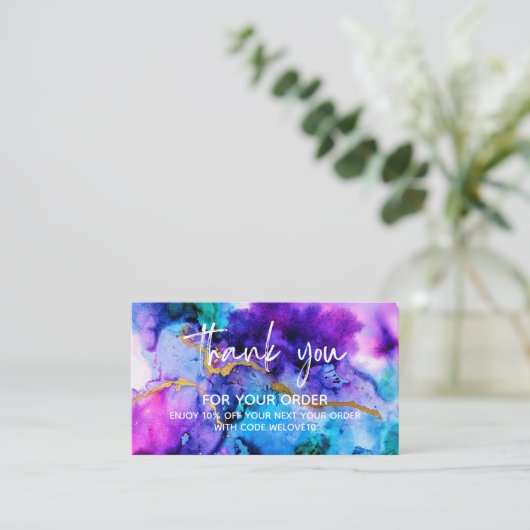 Vielen Dank Gold Blue Lila Loyalty Card 2 Visitenkarte (Stehend Vorderseite)