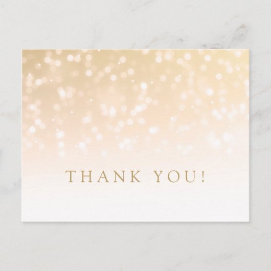Vielen Dank, Gold Bokeh Sparkle Lights Postkarte (Vorderseite)