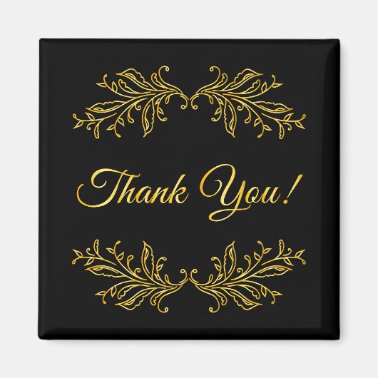 Vielen Dank Gold Effekt auf Black Danke Magnet (Vorne)