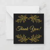 Vielen Dank Gold Effekt auf Black Danke Mitteilungskarte (Vorderseite)