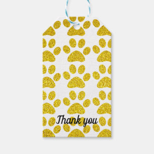 Vielen Dank Gold Glitzer Paw Prints Niedlich Hochz Geschenkanhänger
