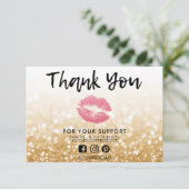 Vielen Dank Gold Glitzer Rosa Lippen Media Insert (Stehend Vorderseite)