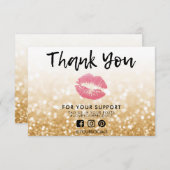 Vielen Dank Gold Glitzer Rosa Lippen Media Insert (Vorne/Hinten)