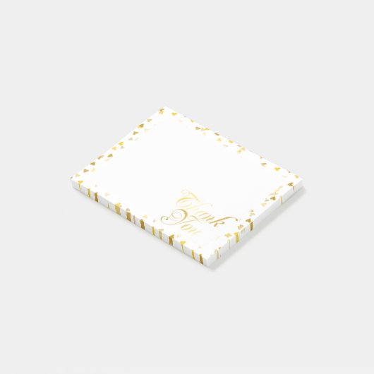 Vielen Dank Gold Hearts Post-it Klebezettel (angewinkelt)