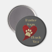 Vielen Dank Gold Paw Print Red Heart Wertschätzung Magnet (Vorderseite/Rückseite)