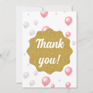 Vielen Dank Gold Pink White Balloons Feiertagskarte