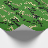 Vielen Dank Gold Script Black Green Caligraphy Geschenkpapier (Ecke)