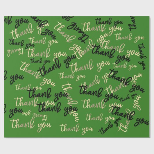 Vielen Dank Gold Script Black Green Caligraphy Geschenkpapier (Flach)