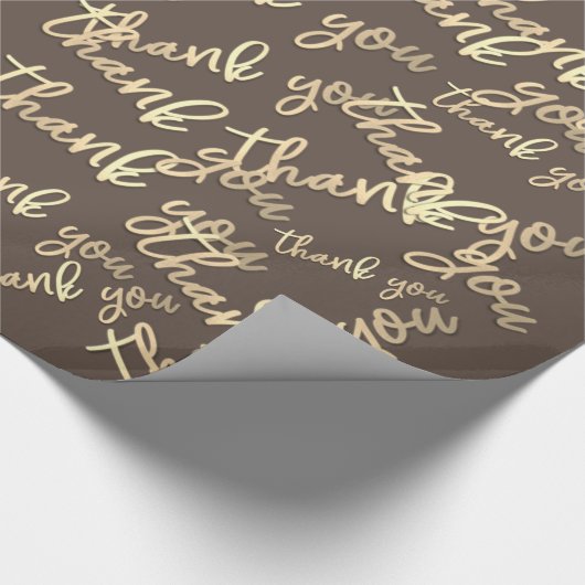 Vielen Dank Gold Script Brown Ivory Caligraphy Geschenkpapier (Ecke)
