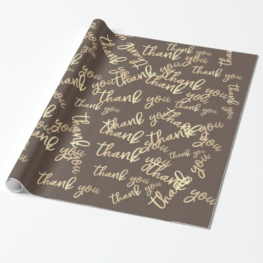 Vielen Dank Gold Script Brown Ivory Caligraphy Geschenkpapier (Ungerollt)