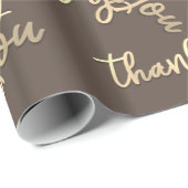 Vielen Dank Gold Script Brown Ivory Caligraphy Geschenkpapier (Rolleneckpunkt)