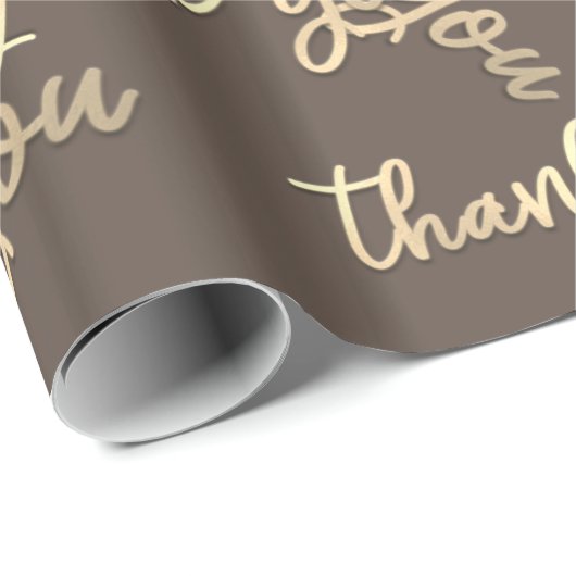 Vielen Dank Gold Script Brown Ivory Caligraphy Geschenkpapier (Rolleneckpunkt)