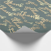 Vielen Dank Gold Script Gray Gastgeschenk Hochzeit Geschenkpapier (Ecke)